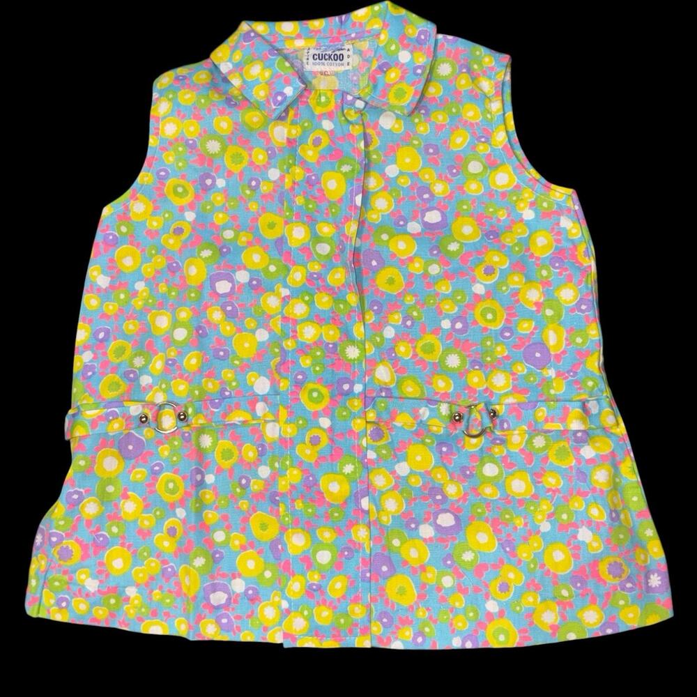 Vintage 1970s Mod Retro Cuckoo Toddler Dress Flower Power Floral New Cotton 2T